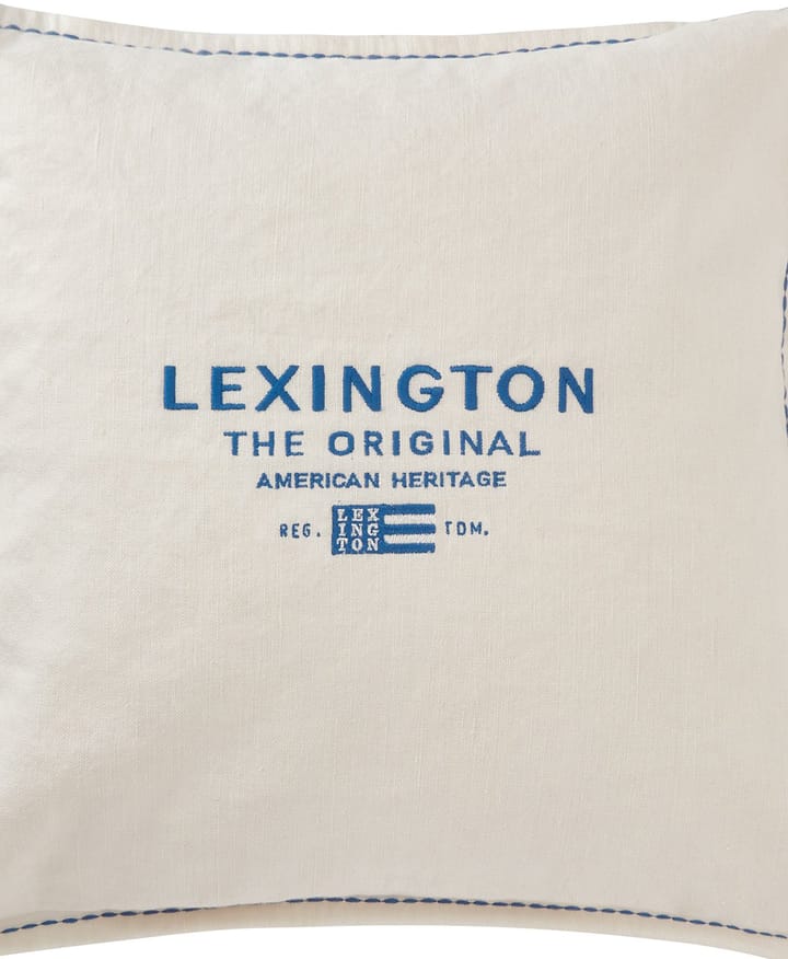 Logo Embroidered Linen/Cotton kussenhoes 50x50 cm, White Lexington