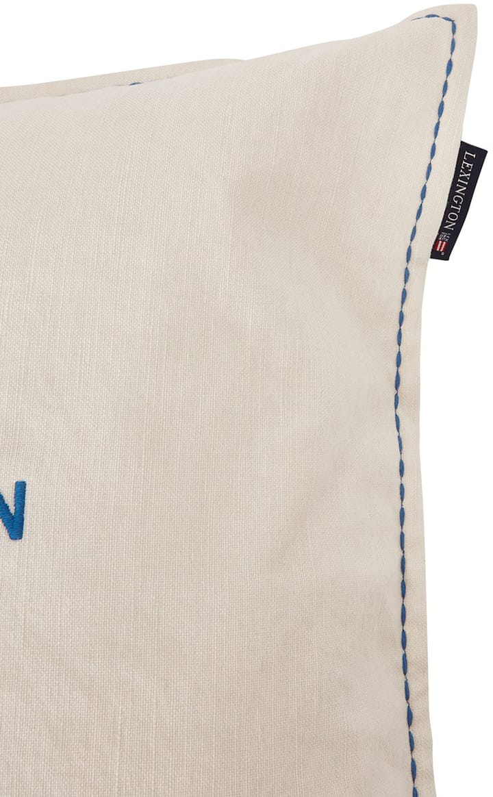 Logo Embroidered Linen/Cotton kussenhoes 50x50 cm, White Lexington