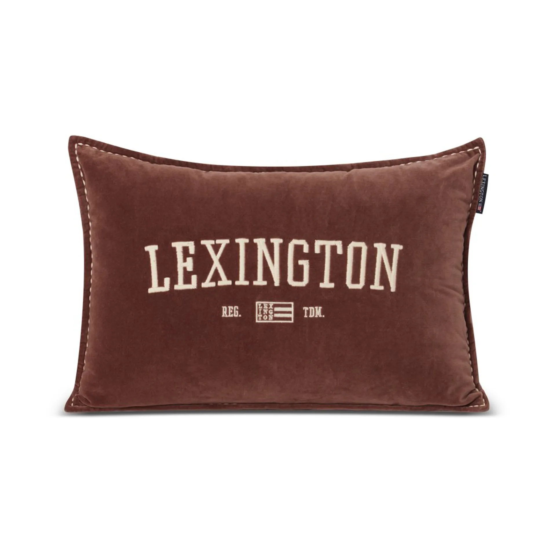 Logo Message Organic Cotton Velvet kussen 40x60 cm, Brown Lexington