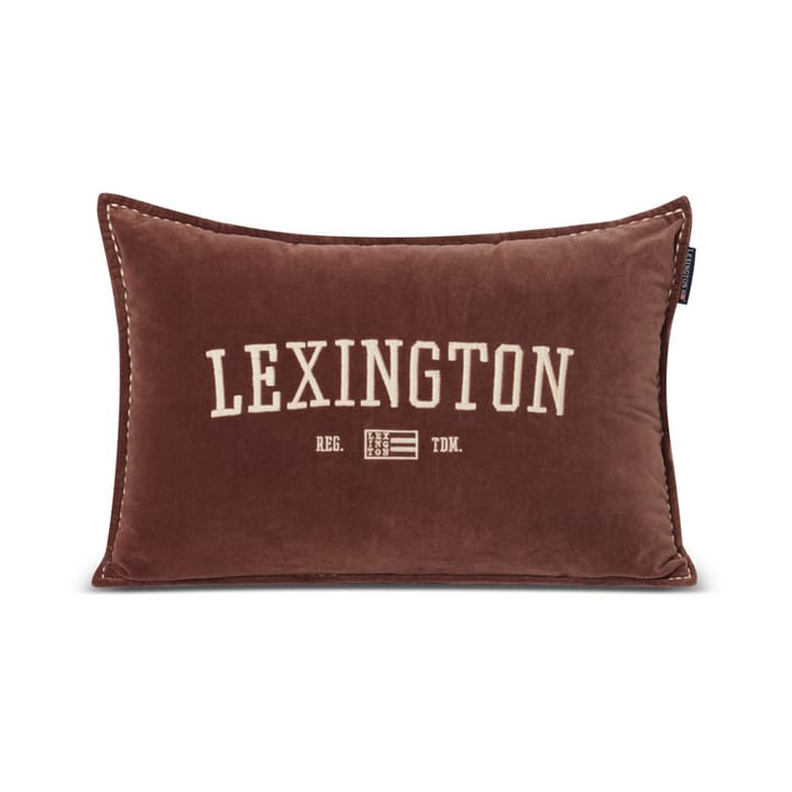 Logo Message Organic Cotton Velvet kussen 40x60 cm - Brown - Lexington