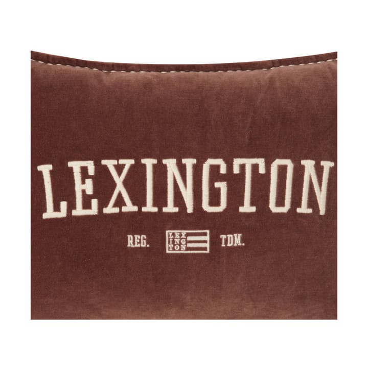 Logo Message Organic Cotton Velvet kussen 40x60 cm, Brown Lexington