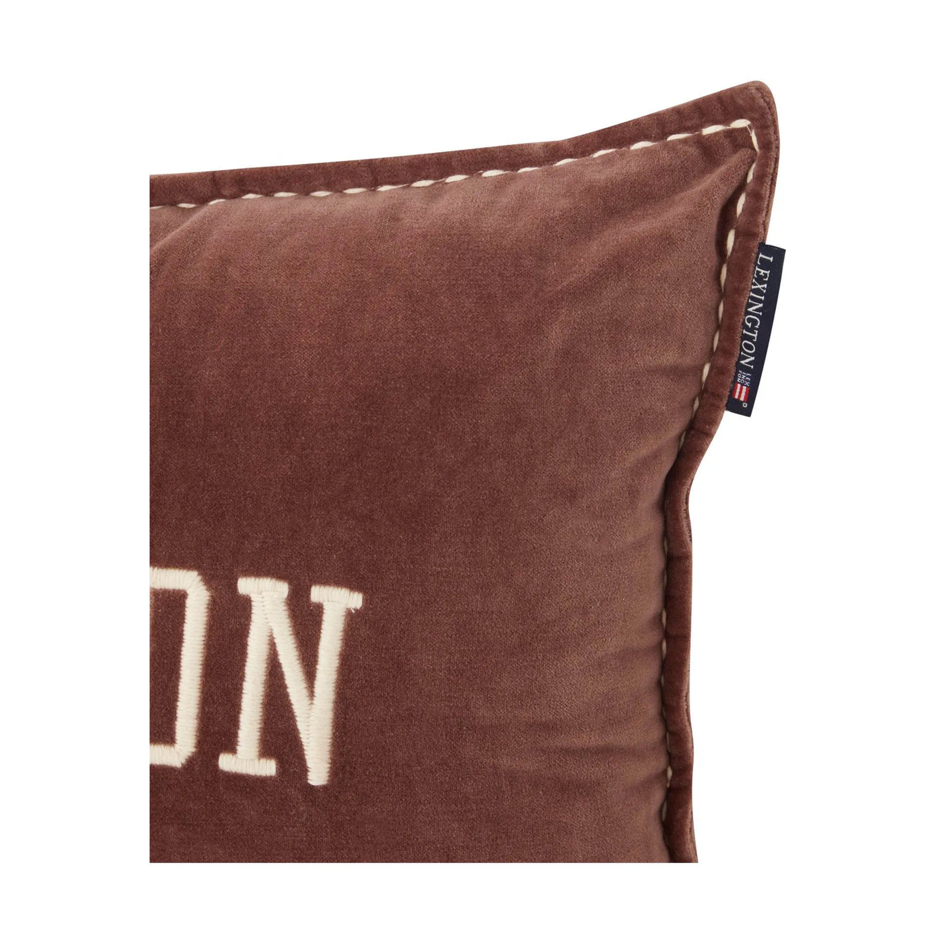 Logo Message Organic Cotton Velvet kussen 40x60 cm, Brown Lexington