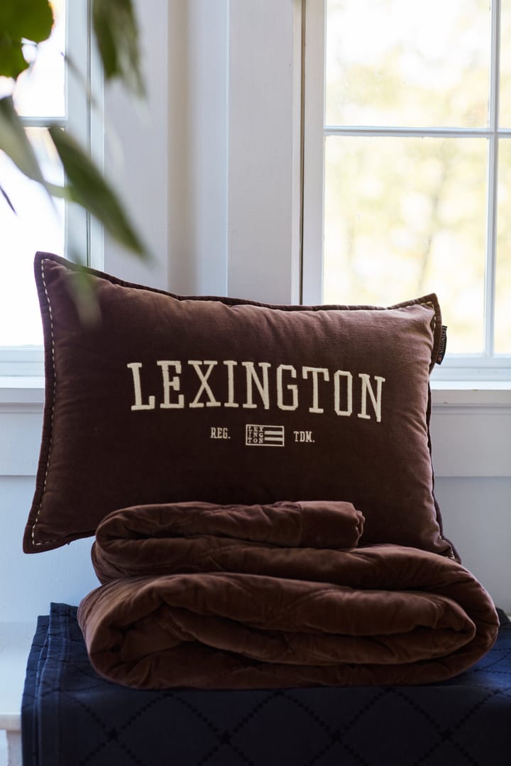 Logo Message Organic Cotton Velvet kussen 40x60 cm, Brown Lexington
