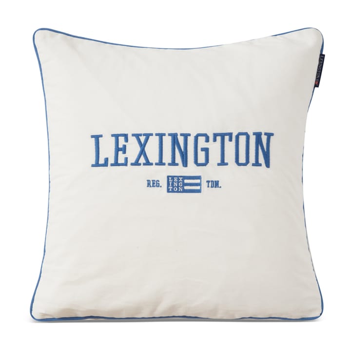 Logo Organic Cotton Twill kussenhoes 50x50 cm - Wit-blauw - Lexington