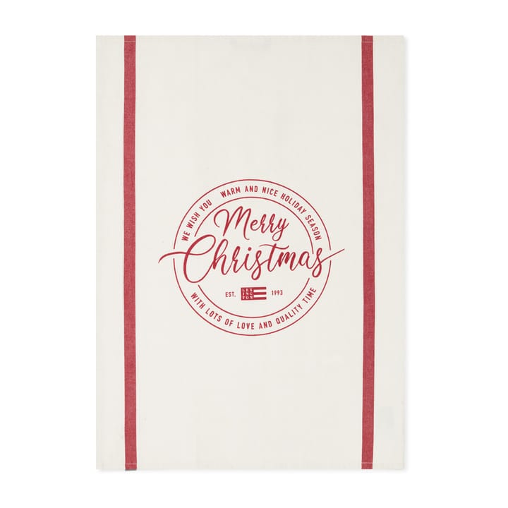 Merry Christmas Cotton Twill keukenhanddoek 50x70 cm - off white-red - Lexington
