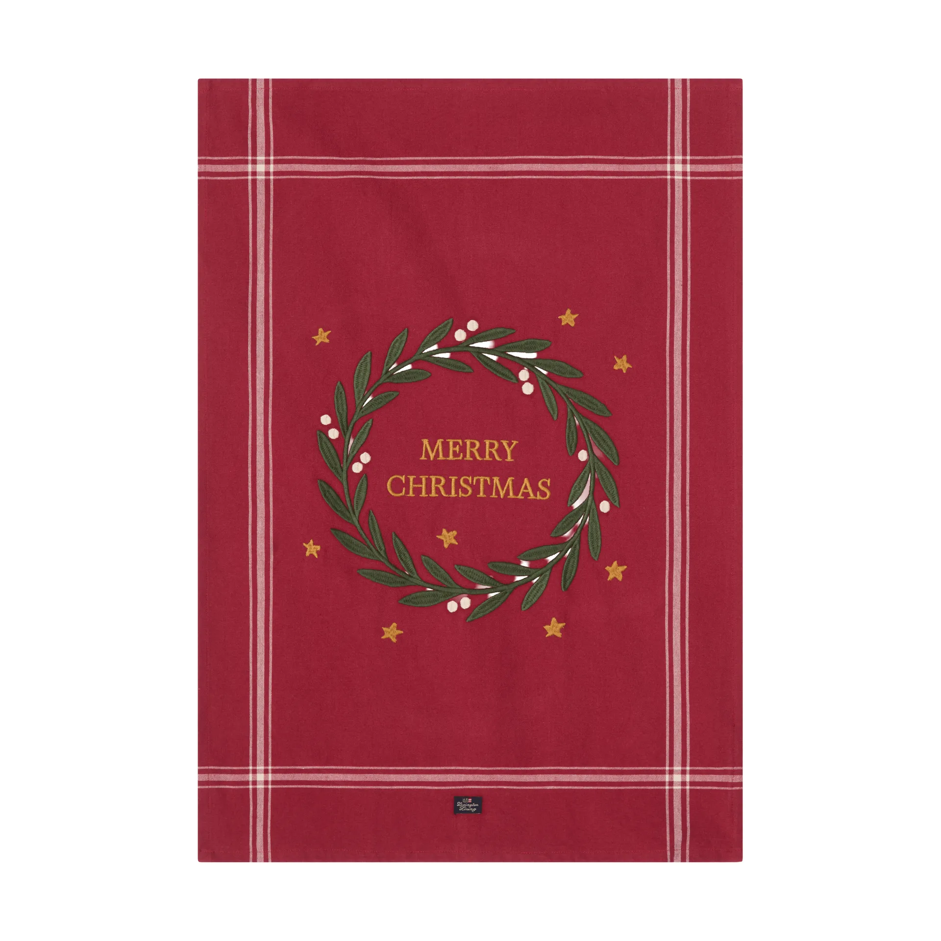 Merry Christmas Org Cotton keukendoek 50x70 cm, Red-Light beige Lexington