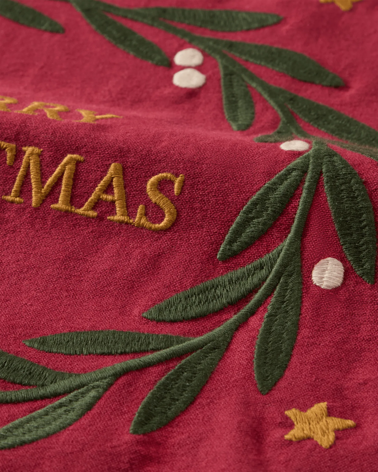 Merry Christmas Org Cotton keukendoek 50x70 cm, Red-Light beige Lexington