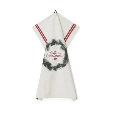 Merry Christmas Org Cotton keukendoek 50x70 cm - White-red-green - Lexington