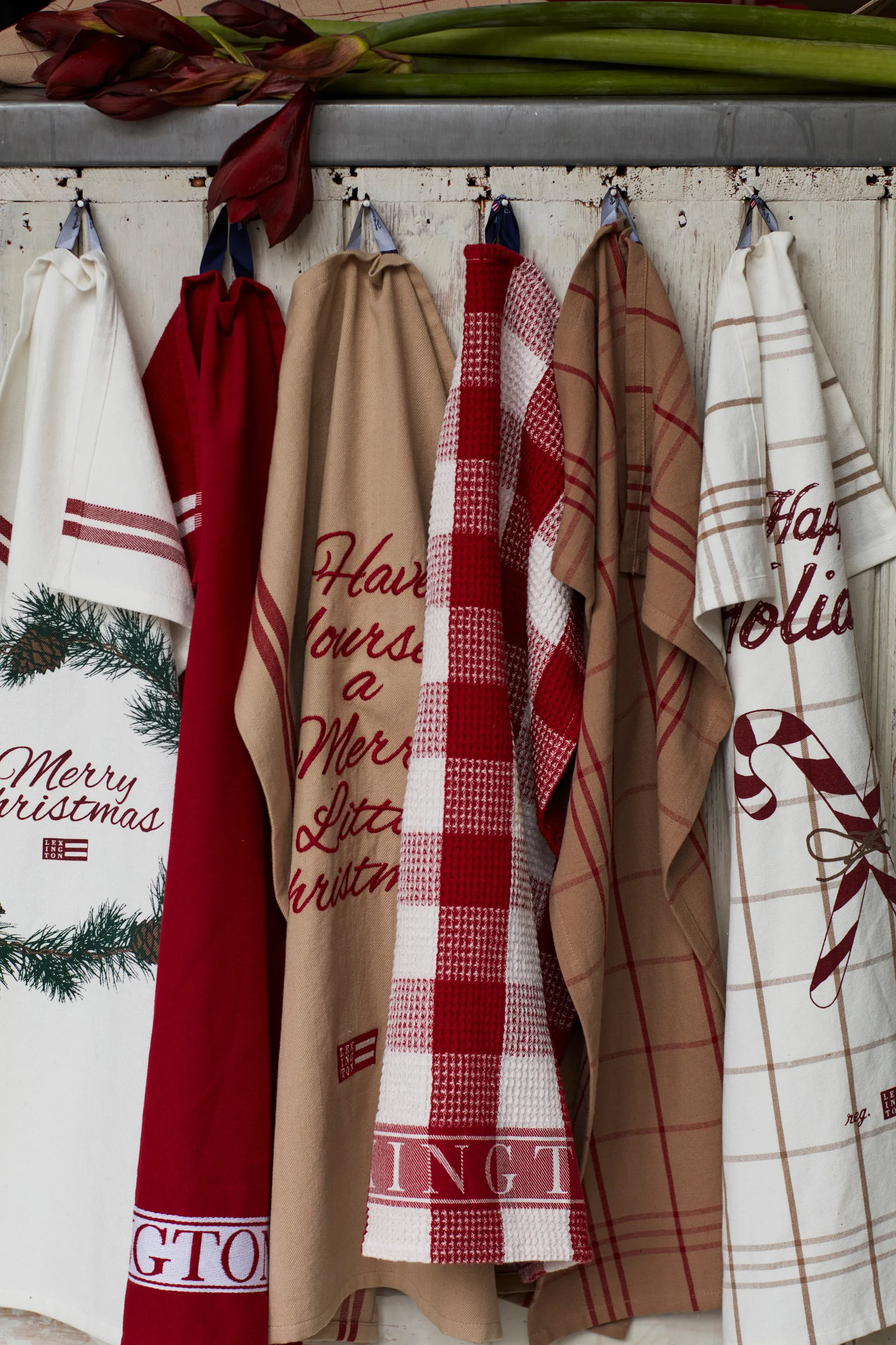 Merry Christmas Org Cotton keukendoek 50x70 cm, White-red-green Lexington