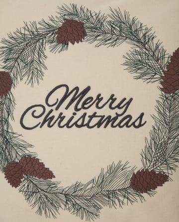 Merry Christmas Wool Mix kussenhoes 50x50 cm - White-green-beige - Lexington