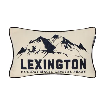 Mountains Logo sierkussen van wolmix - White-navy, 50x30 cm - Lexington