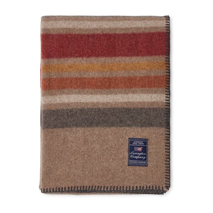 Multi Striped Recycled Wool deken 130x170 cm - Mid brown-multi - Lexington