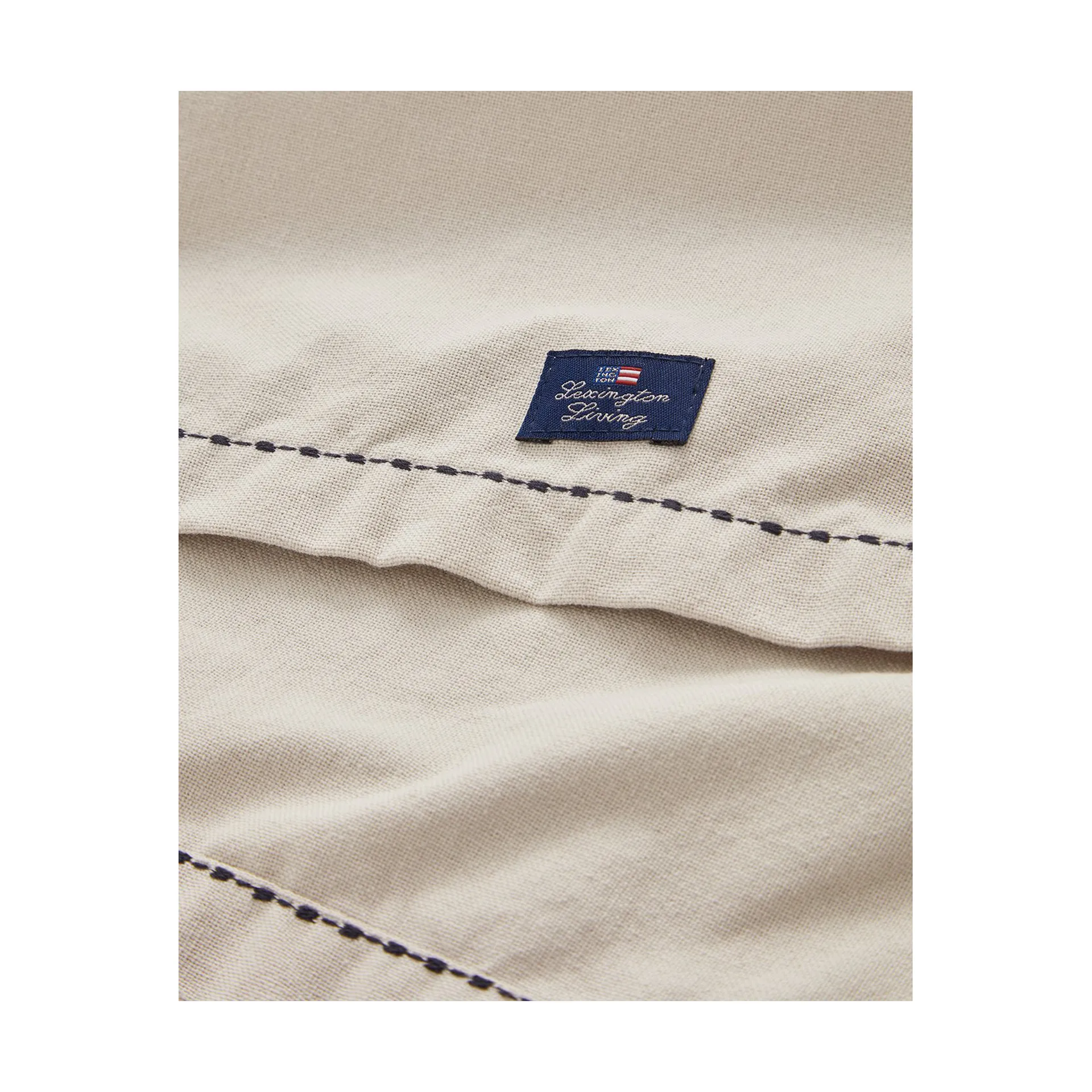 Organic Cotton Oxford tafelloper 50x250 cm stitches 50x250 cm, Beige Lexington