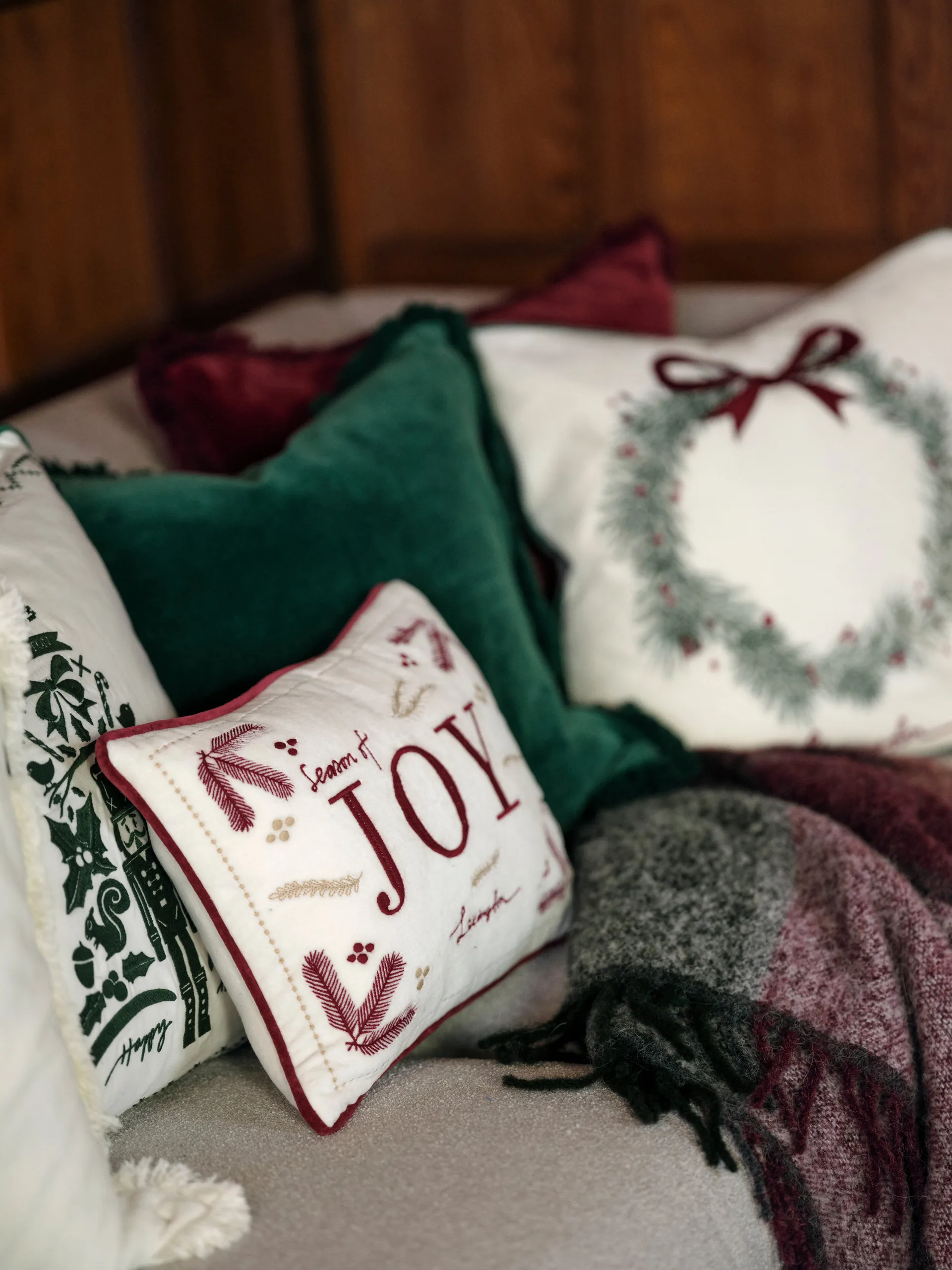 Organic cotton velvet fringe kussenhoes  50x50 cm, Groen Lexington