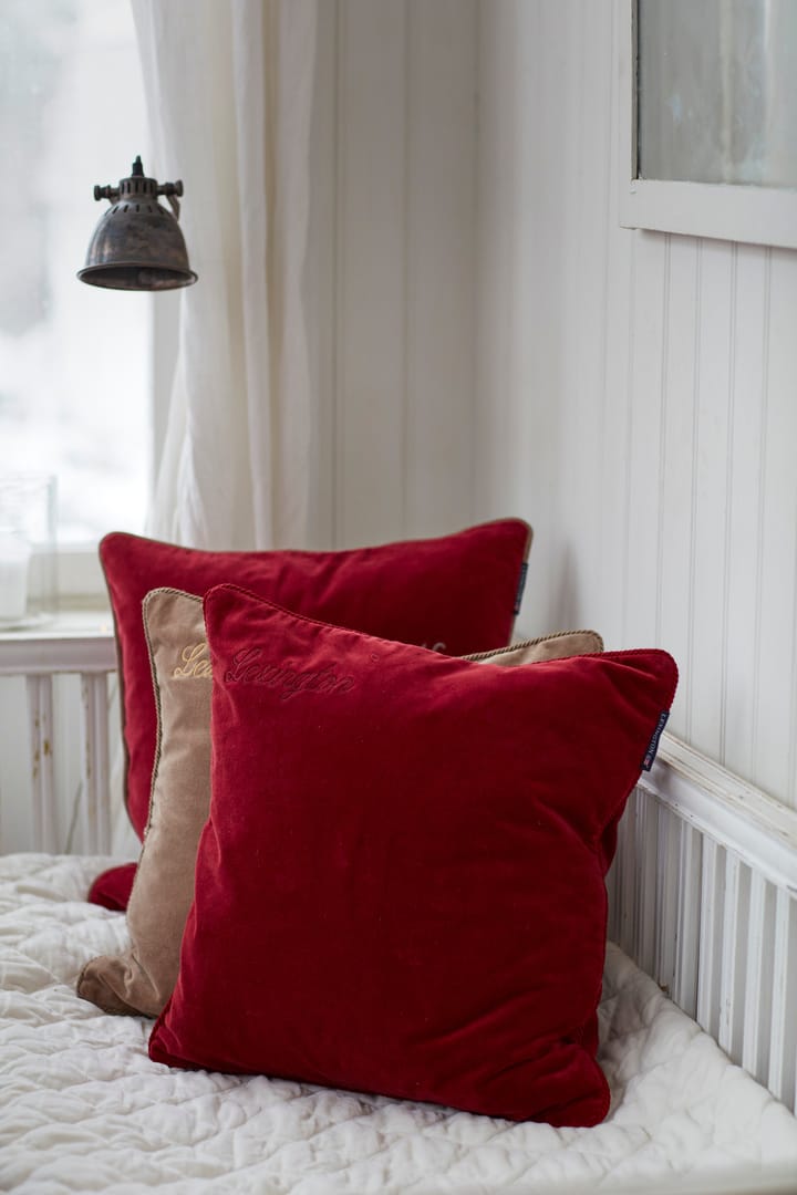 Organic Cotton Velvet kussenhoes 50x50 cm, Red Lexington