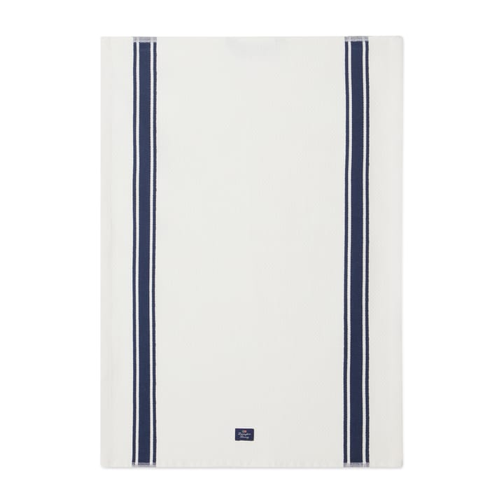 Organic Cotton Waffle Kitchen Towel 50x70 cm, Wit-donkerblauw Lexington