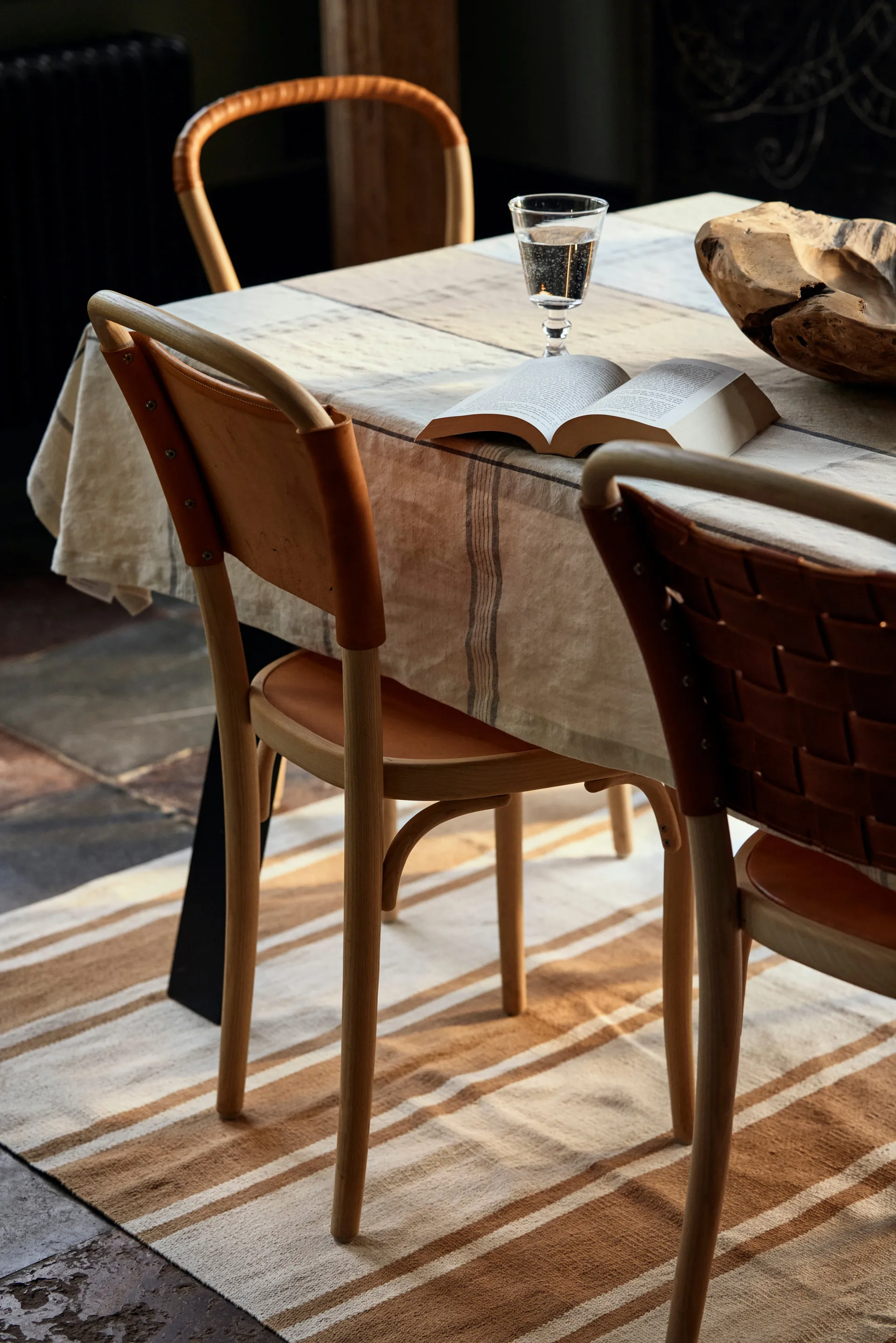 Organic Striped Cotton mat 170x240 cm, Blue-white Lexington