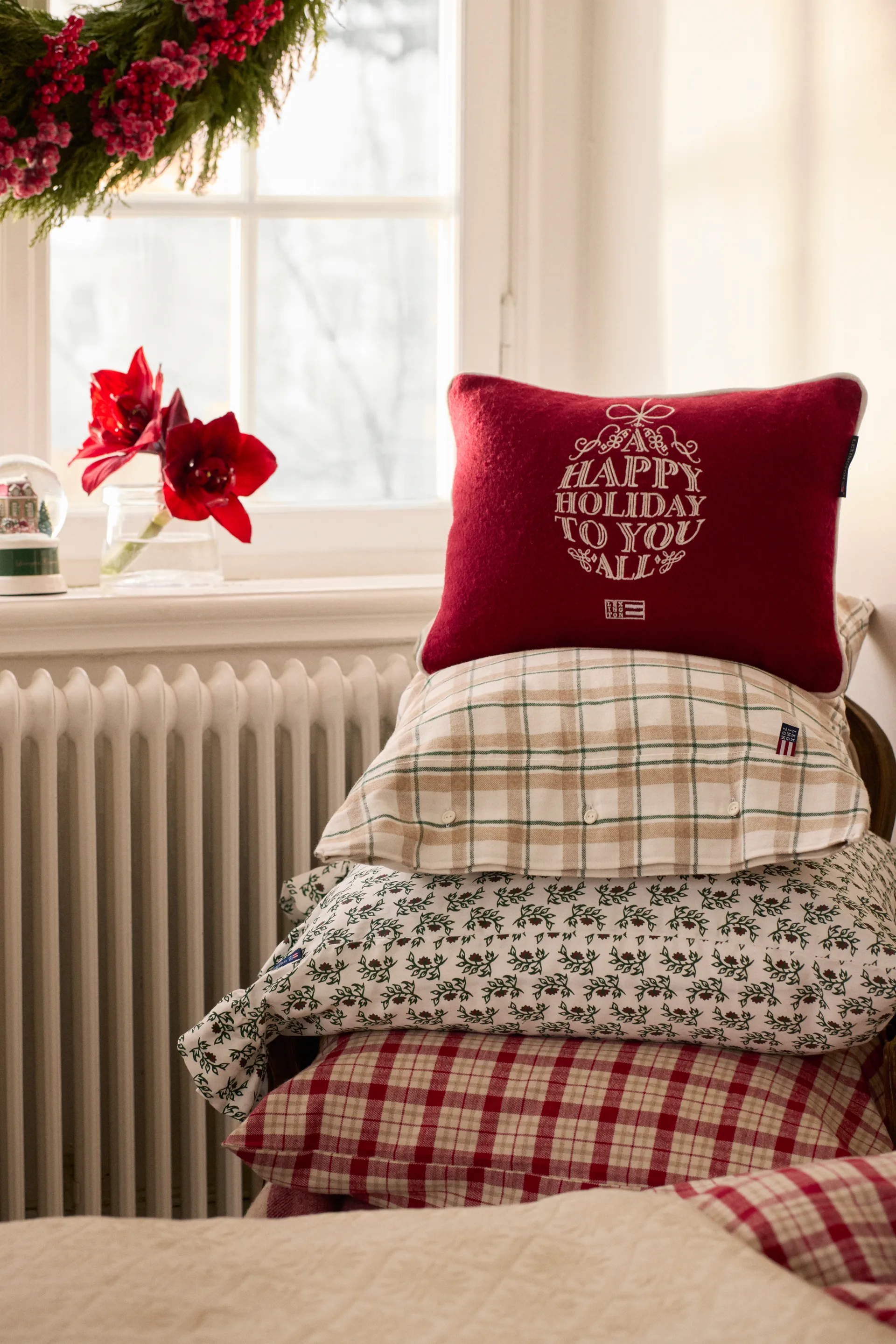 Ornament ullmix kussen 30x40 cm, Red-white Lexington