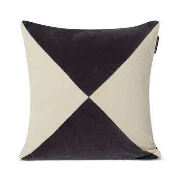 Patched Organic Cotton Velvet kussenhoes 50x50 cm - Dark gray-light beige - Lexington
