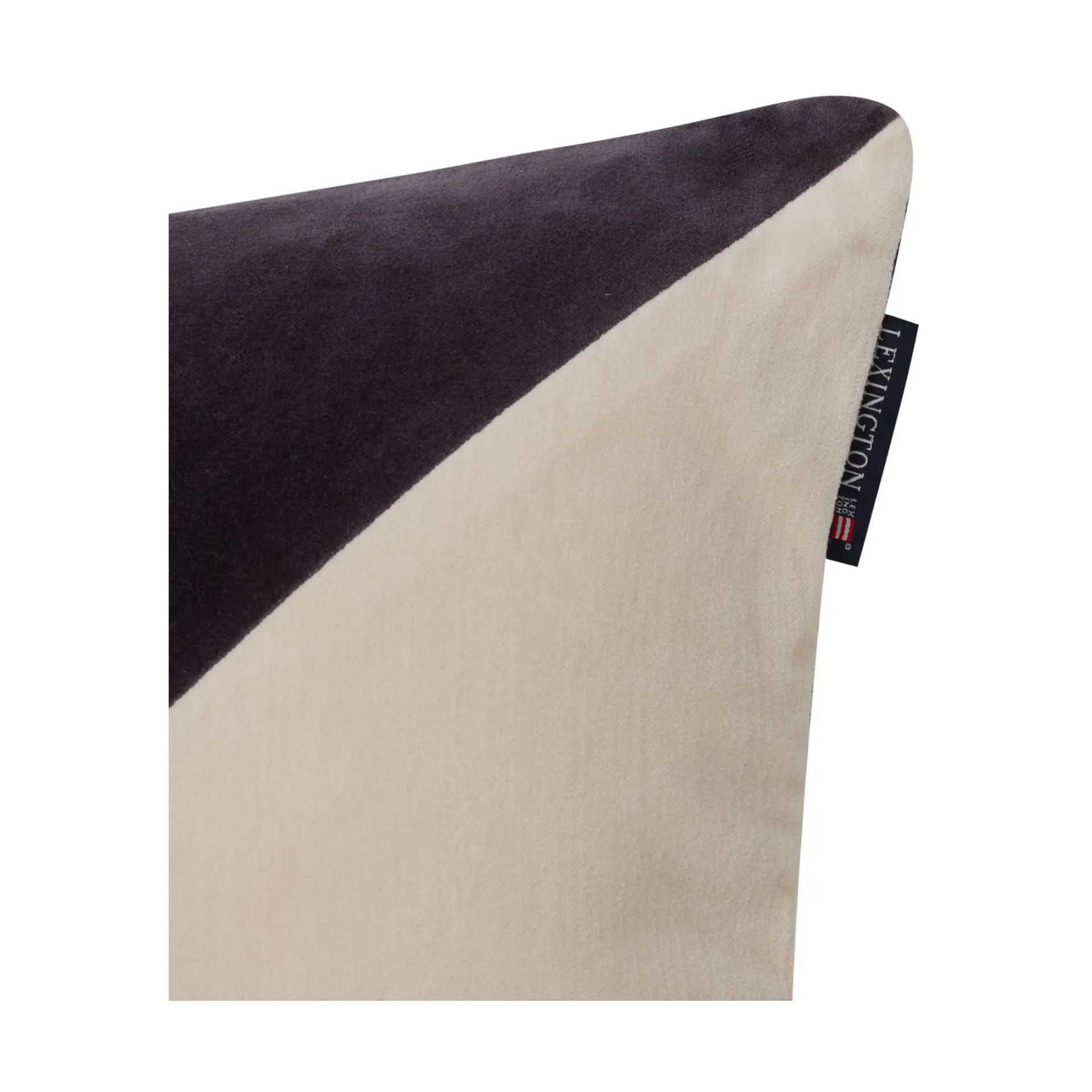 Patched Organic Cotton Velvet kussenhoes 50x50 cm, Dark gray-light beige Lexington