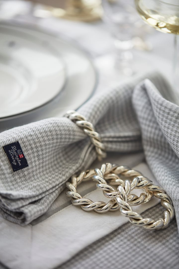 Pepita Check Cotton Linen stoffen servet 50x50 cm, White-light gray Lexington