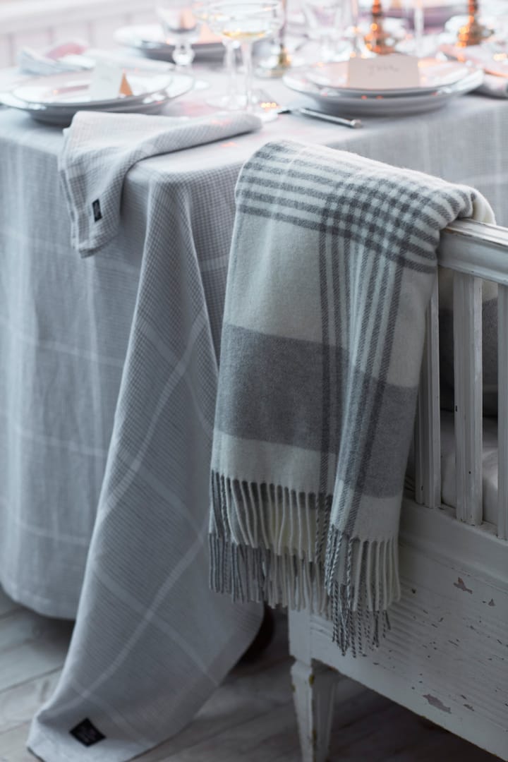 Pepita Check Cotton Linen stoffen servet 50x50 cm, White-light gray Lexington