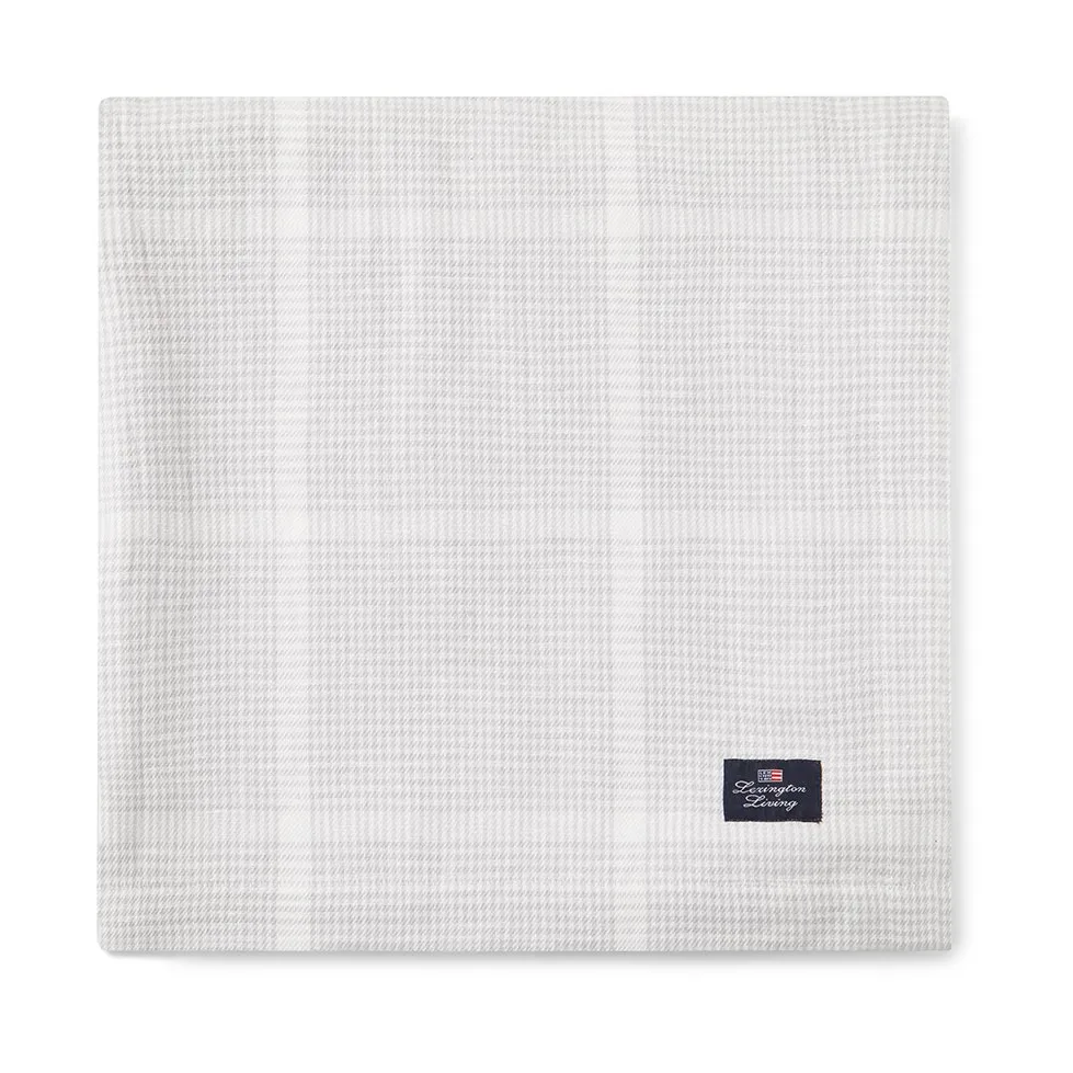 Pepita Check Cotton Linen tafelkleed 150x350 cm, White-light gray Lexington