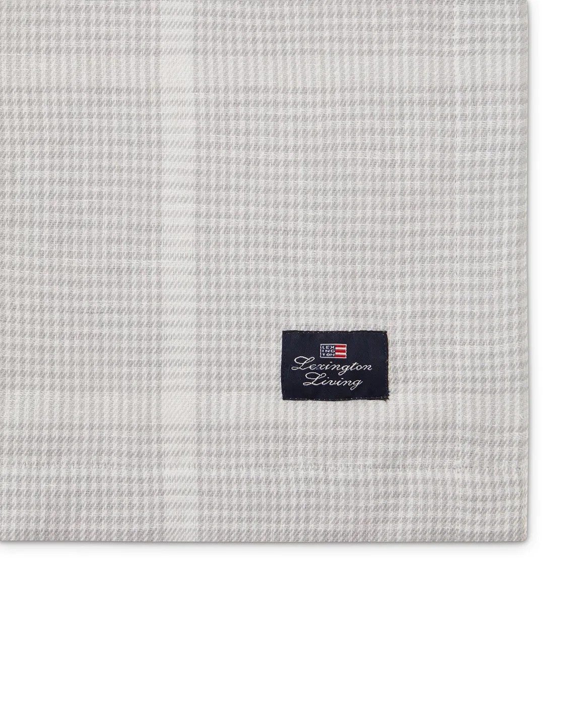 Pepita Check Cotton Linen tafelkleed 150x350 cm, White-light gray Lexington