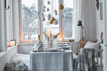 Pepita Check Cotton Linen tafelkleed 150x350 cm - White-light gray - Lexington