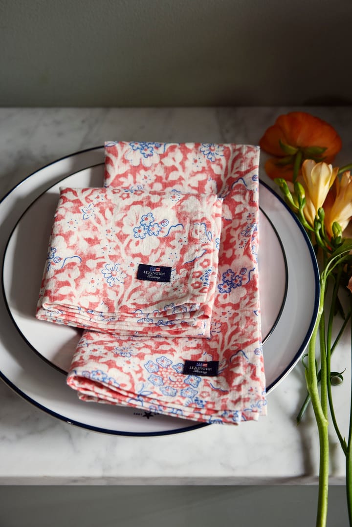 Printed Flowers Recycled Cotton stoffen servet 50x50 cm, Coral Lexington