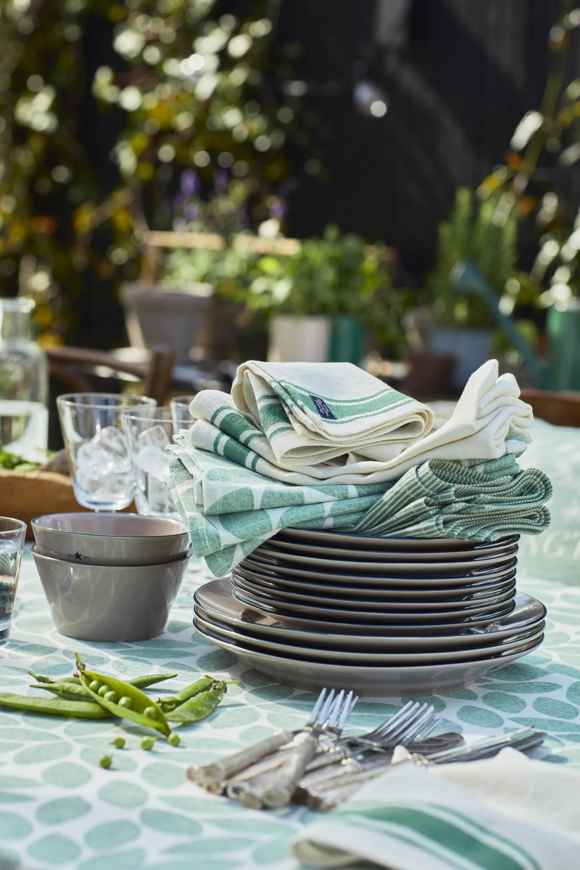 Printed Leaves stoffen servet 50x50 cm, Groen Lexington