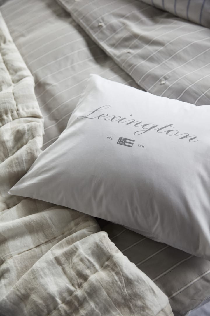 Printed Organic Cotton Poplin kussensloop 50x60 cm, Wit-grijs Lexington
