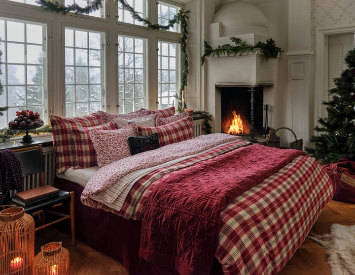 Quilted organic cotton velvet sprei 260x240 cm, Rood Lexington