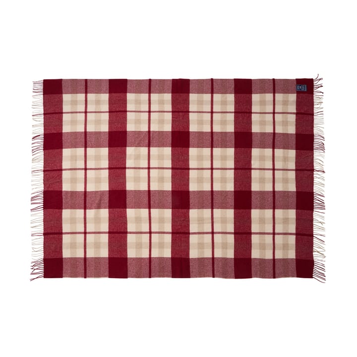 Red-beige Checked gerecyclede wol plaid 130x170 cm, Red-beige Lexington
