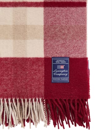 Red-beige Checked gerecyclede wol plaid 130x170 cm - Red-beige - Lexington