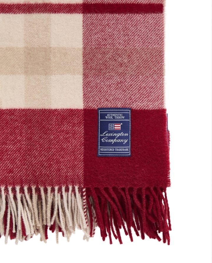 Red-beige Checked gerecyclede wol plaid 130x170 cm, Red-beige Lexington