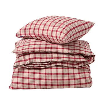 Rood-beige geruit katoen flanel dekbedovertrek 2-delig - 50x60 cm, 150x210 cm - Lexington