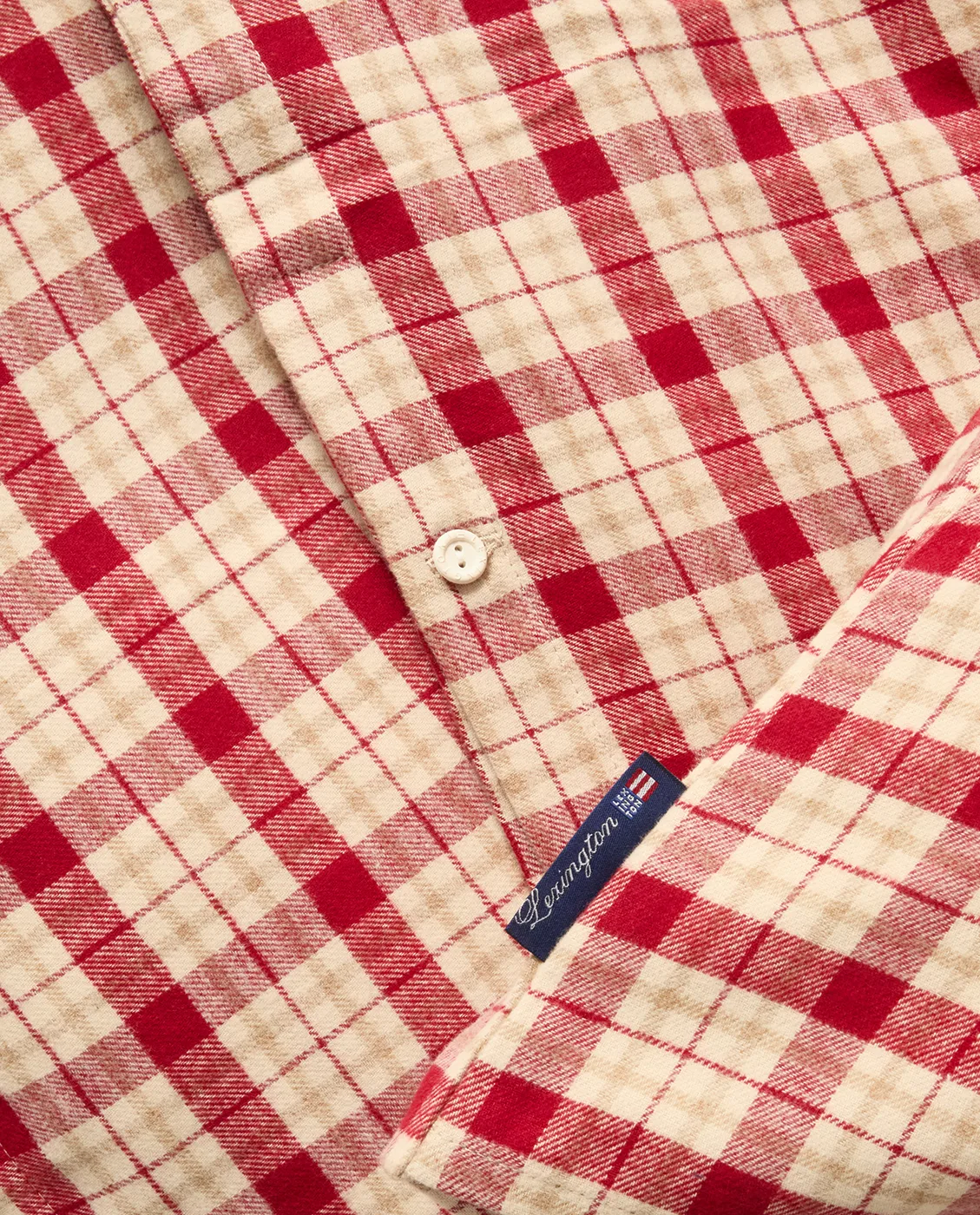Rood-beige geruit katoen flanel dekbedovertrek 2-delig, 50x60 cm, 150x210 cm Lexington