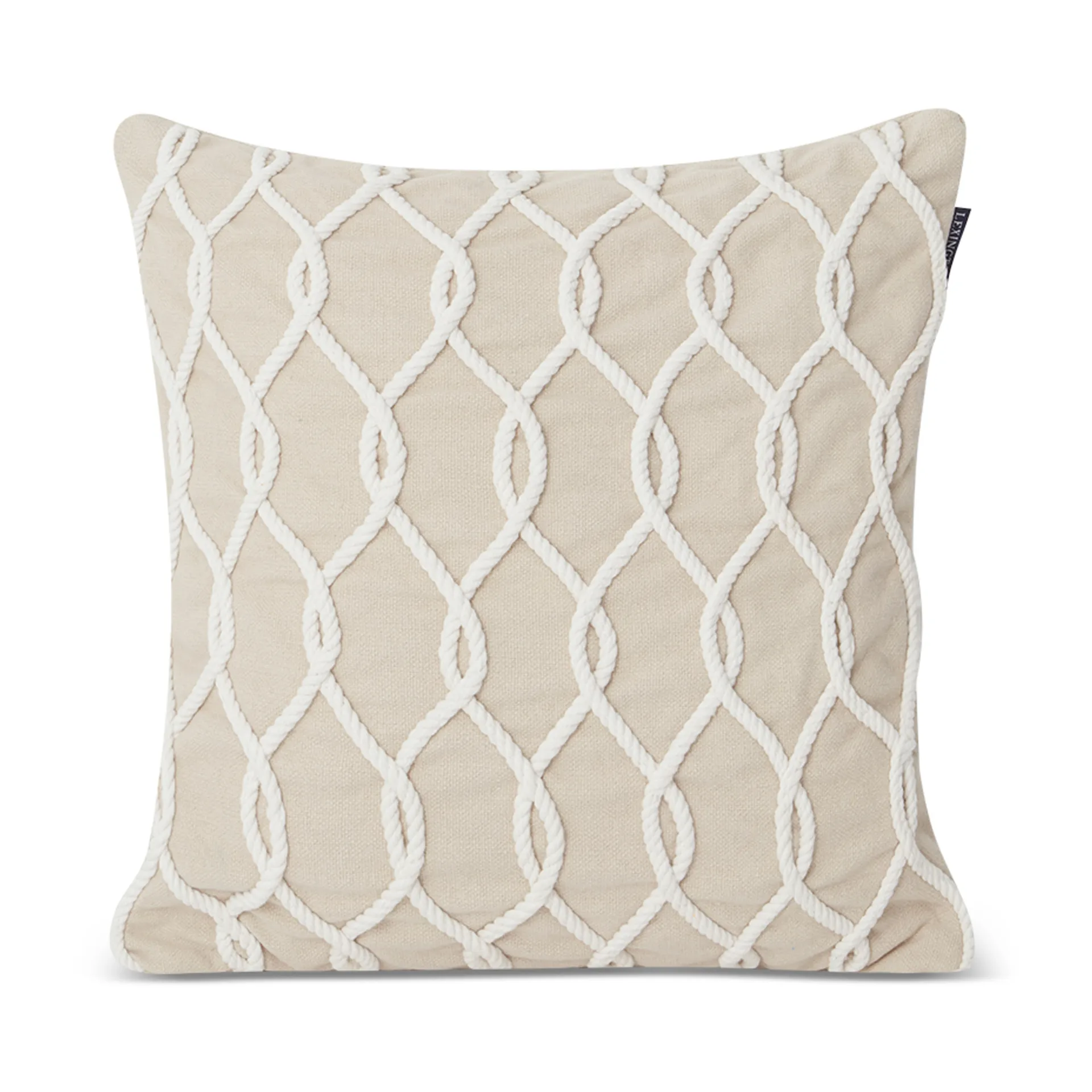 Rope Deco Canvas kussenhoes 50x50 cm, Lichtbeige-wit Lexington
