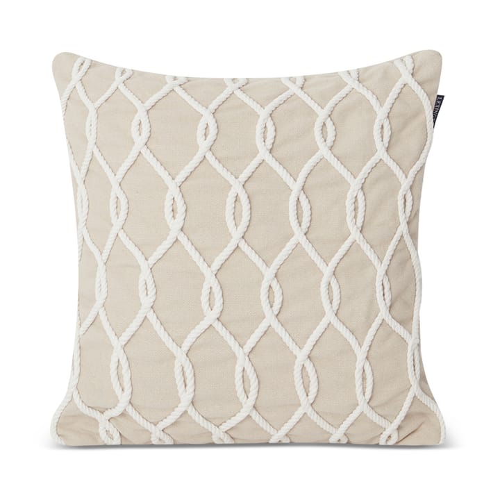 Rope Deco Canvas kussenhoes 50x50 cm - Lichtbeige-wit - Lexington