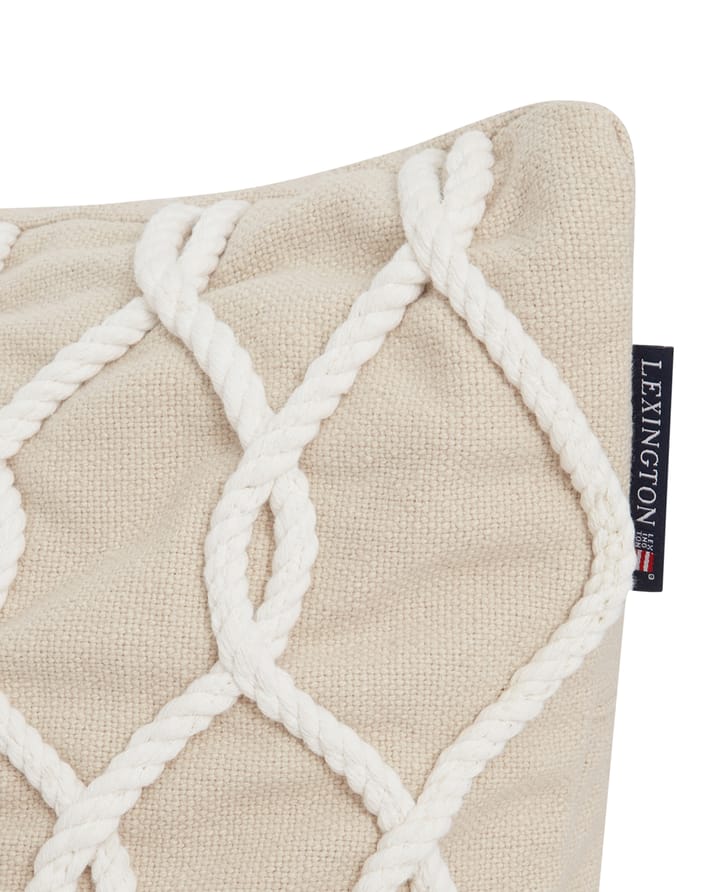 Rope Deco Canvas kussenhoes 50x50 cm - Lichtbeige-wit - Lexington