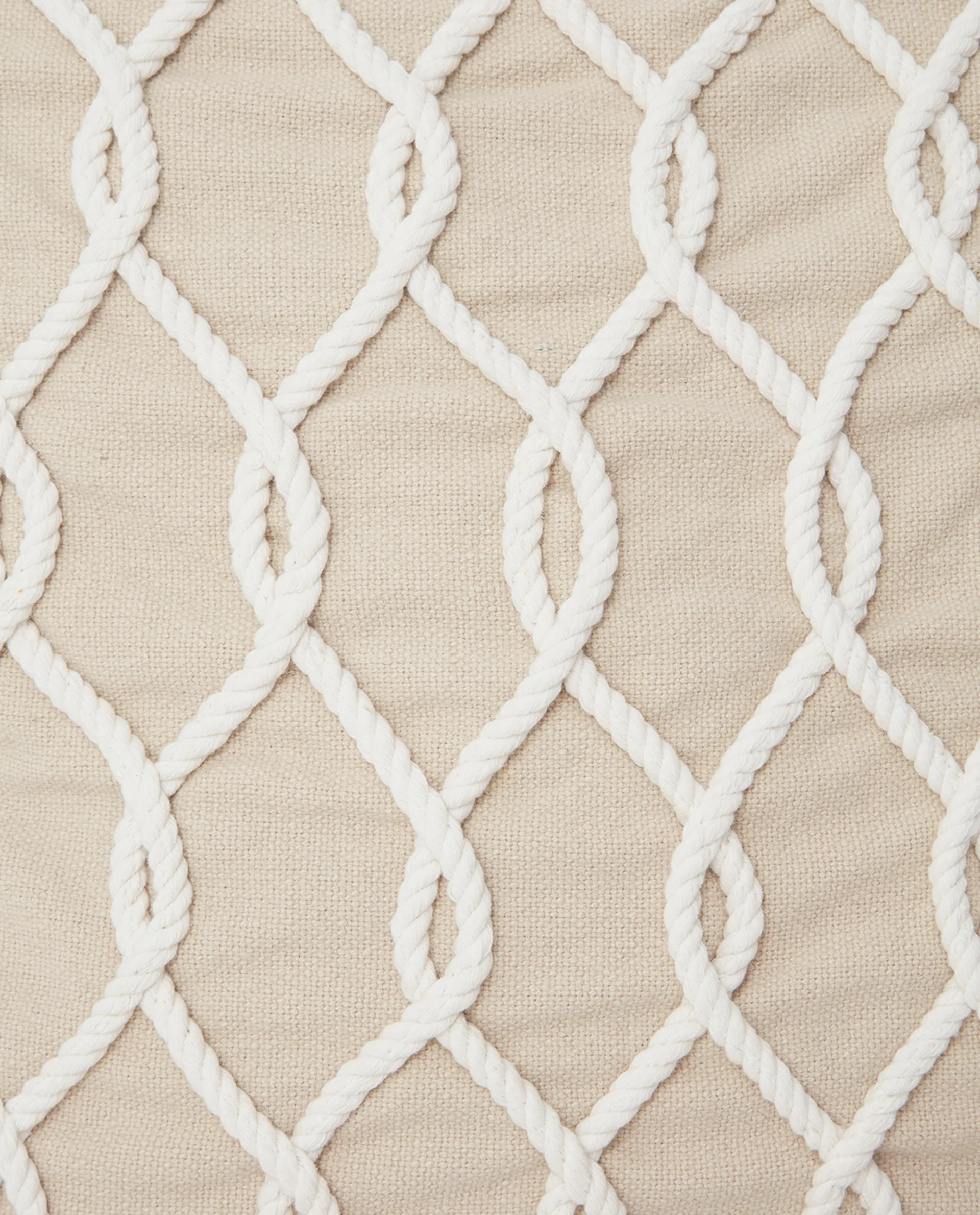 Rope Deco Canvas kussenhoes 50x50 cm, Lichtbeige-wit Lexington