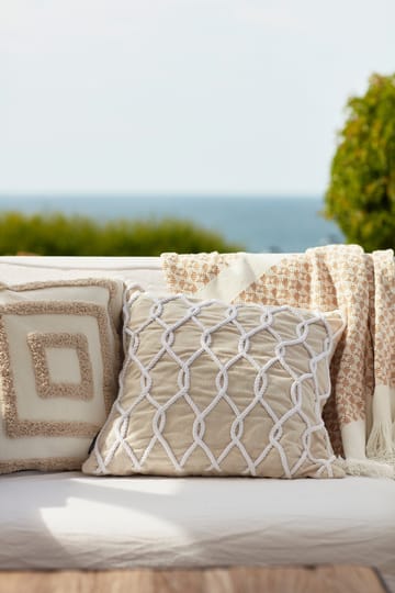 Rope Deco Canvas kussenhoes 50x50 cm - Lichtbeige-wit - Lexington