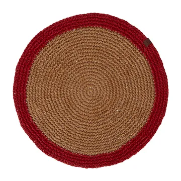 Round Recycled Paper Straw placemat Ø38 - Beige-red - Lexington