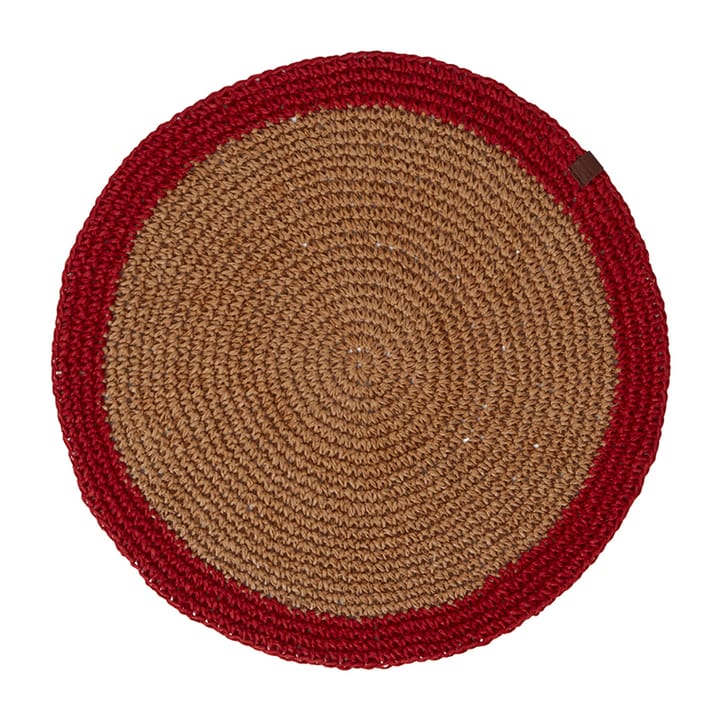 Round Recycled Paper Straw placemat Ø38 - Beige-red - Lexington