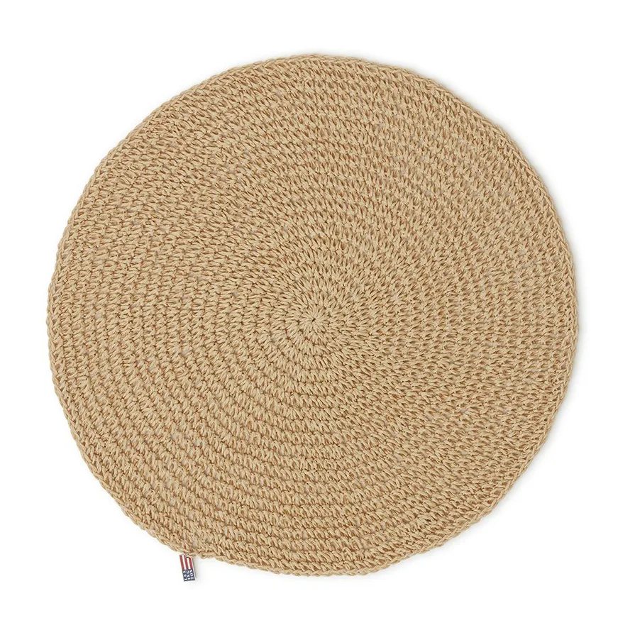Round Recycled Paper Straw placemat Ø38, Beige Lexington