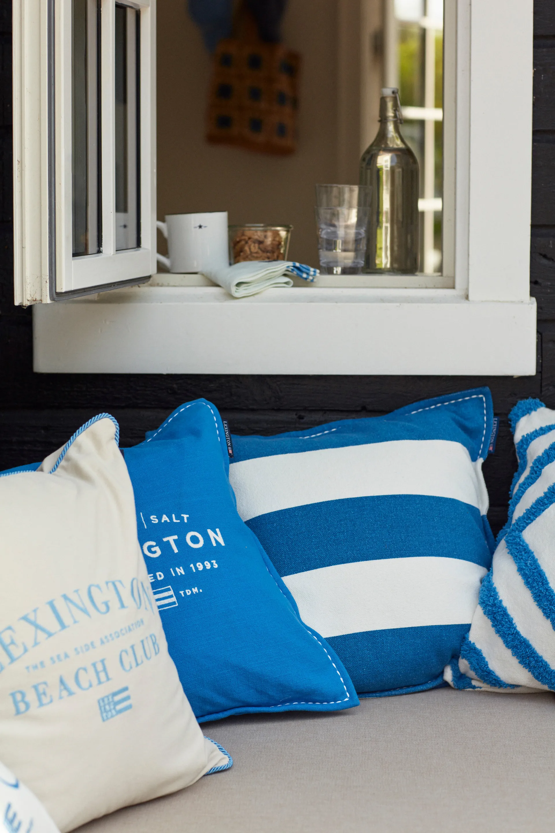 Rug Graphic Canvas kussenhoes 50x50 cm, Blauw-wit Lexington