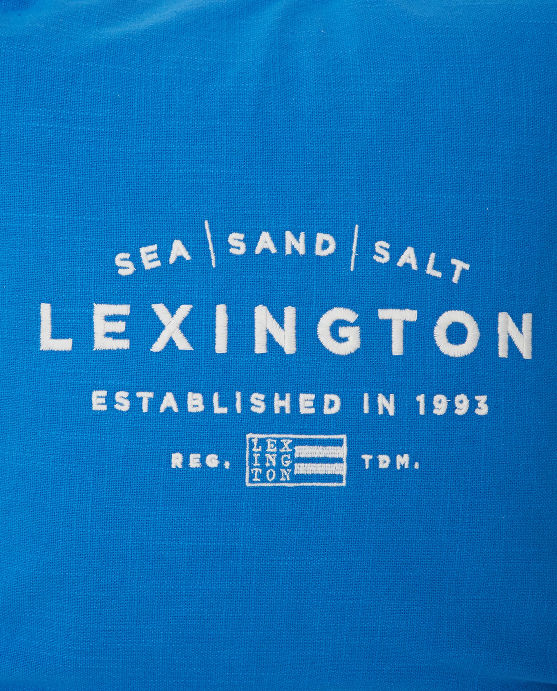 Sea Sand Salt Logo Embroidered kussenhoes 50x50 cm, Blauw-wit Lexington