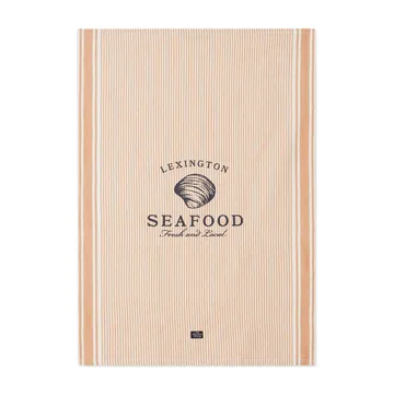 Seafood Striped & Printed keukenhanddoek 50x70 cm - Beige-wit - Lexington