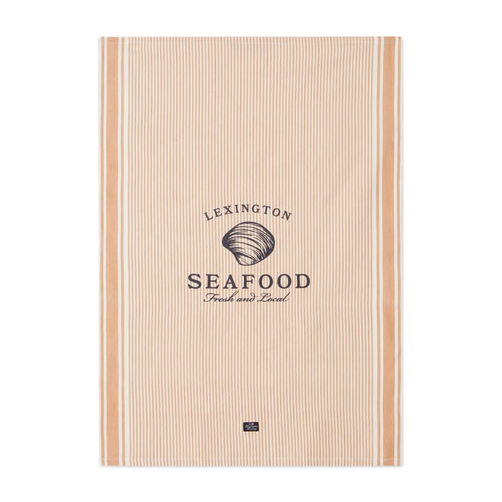 Seafood Striped & Printed keukenhanddoek 50x70 cm - Beige-wit - Lexington
